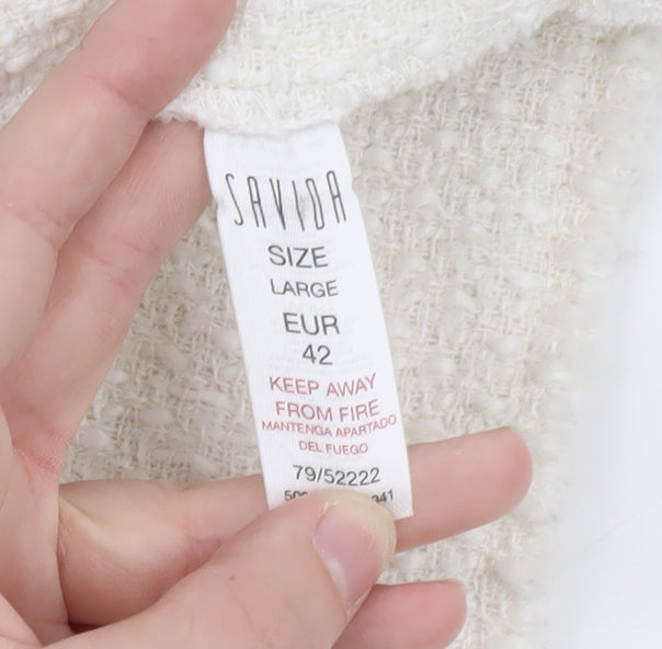 Savida Women Ivory Tweed Button Front Vest Size 14