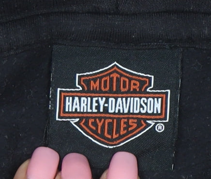 Harley-Davidson Men’s Black Pullover Hoodie Size M Logo Fleece Biker Style