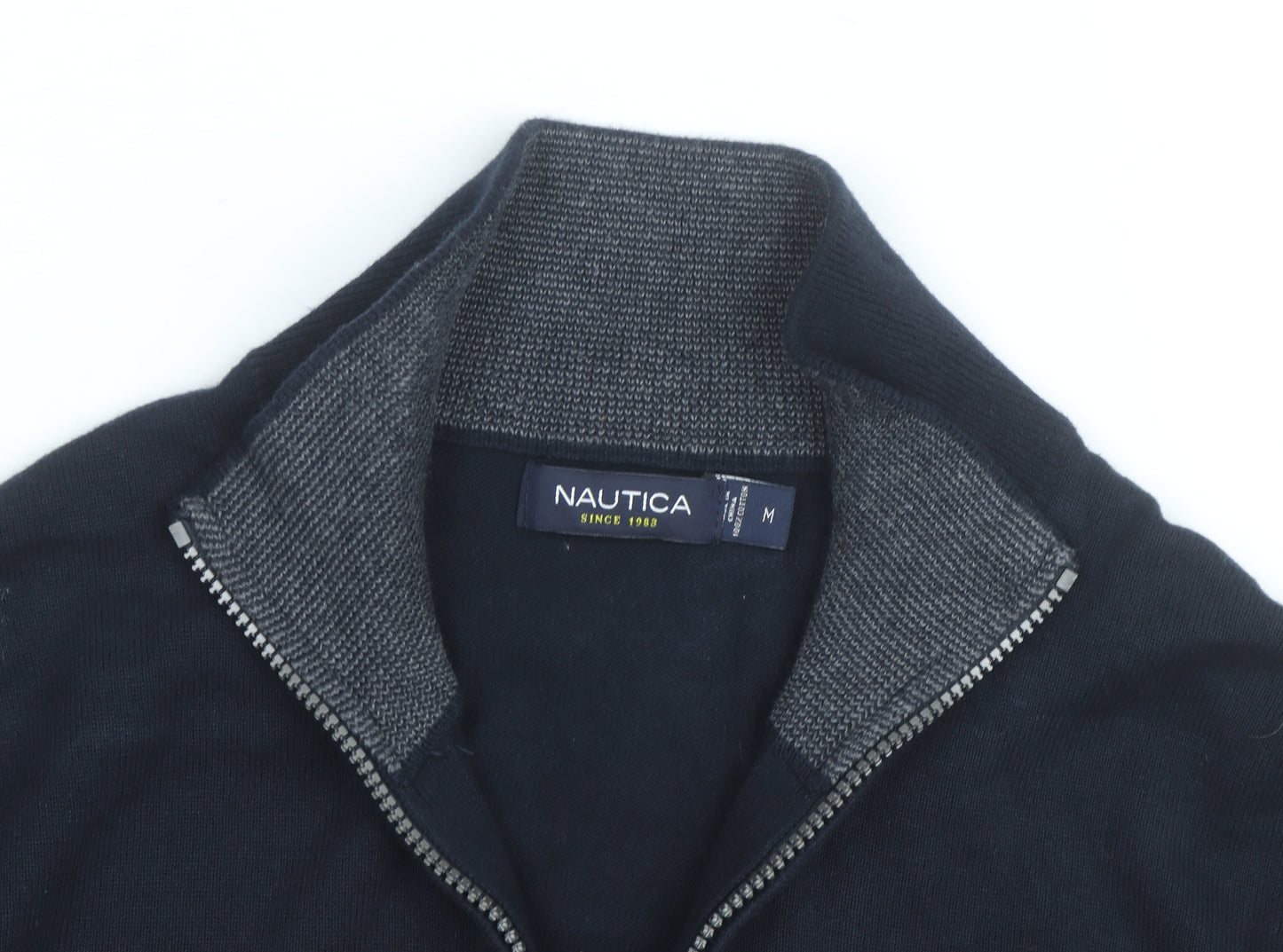 Nautica Men’s Blue Cotton 1/2 Zip Knit Sweatshirt Medium