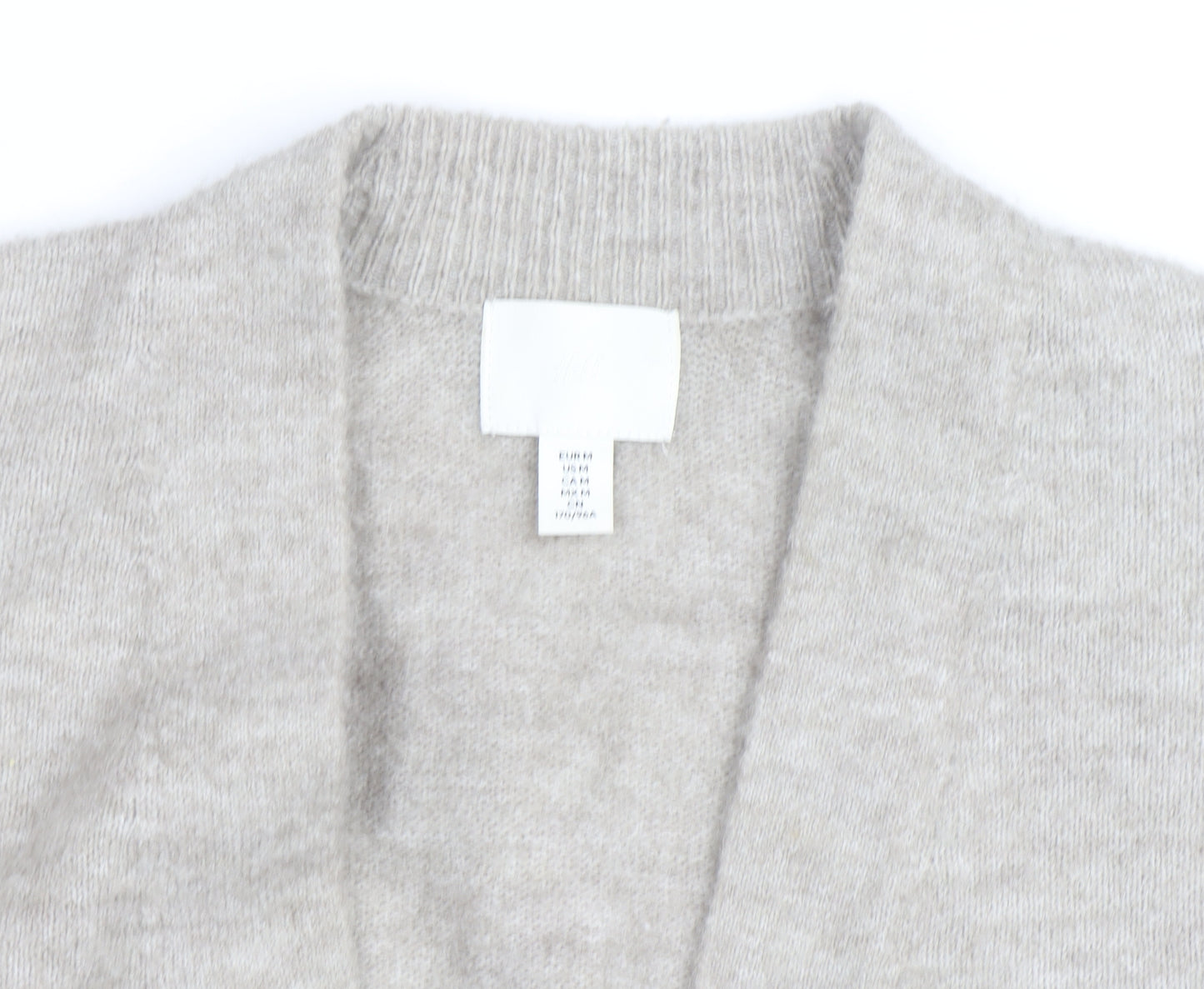 H&M Women Beige Wool Cashmere V-Neck Open Long Sleeve Cardigan M
