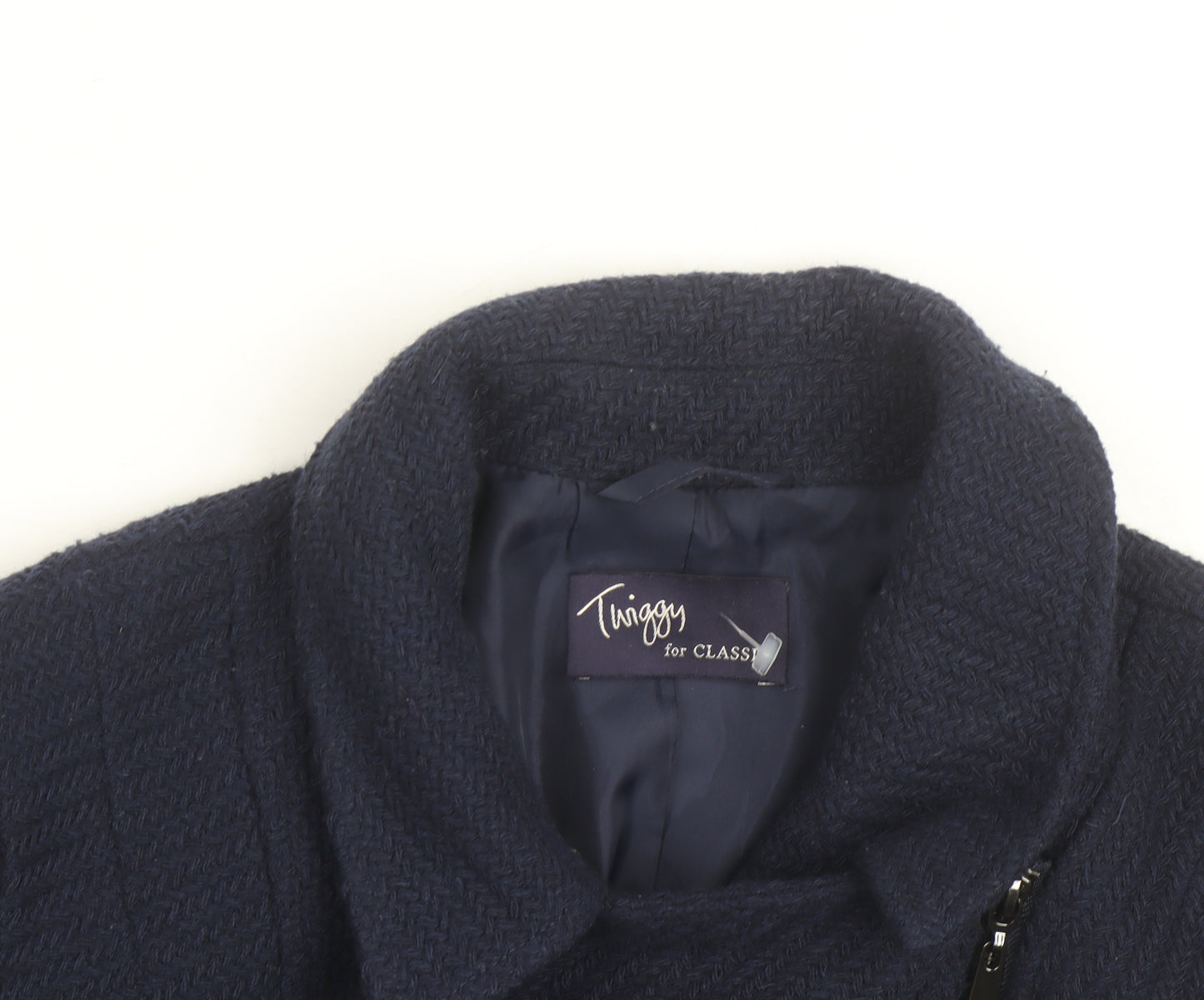 Marks and Spencer Women’s Blue Wool Blend Biker Jacket Size 10