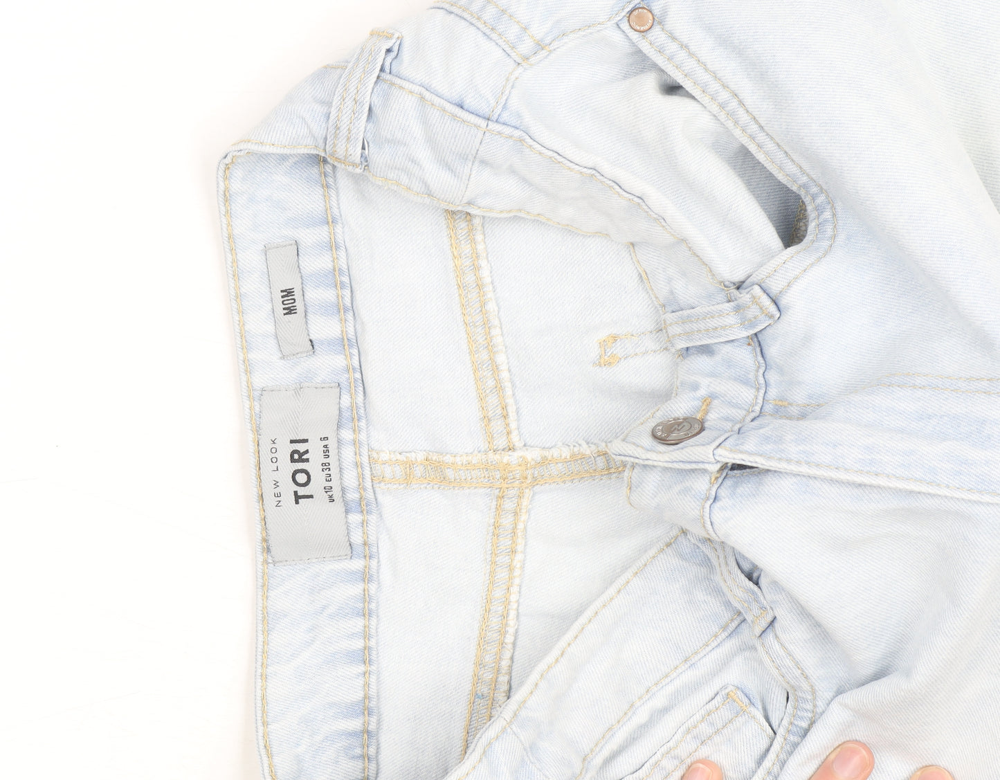 New Look Women Blue Size 10 Mom Jeans Light Wash High Rise Denim