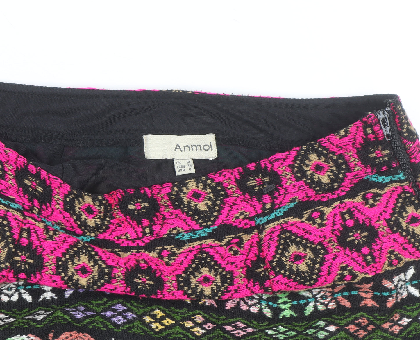 Anmol Womens Multicoloured Bohemian A-Line Short Cotton Skirt Size 10