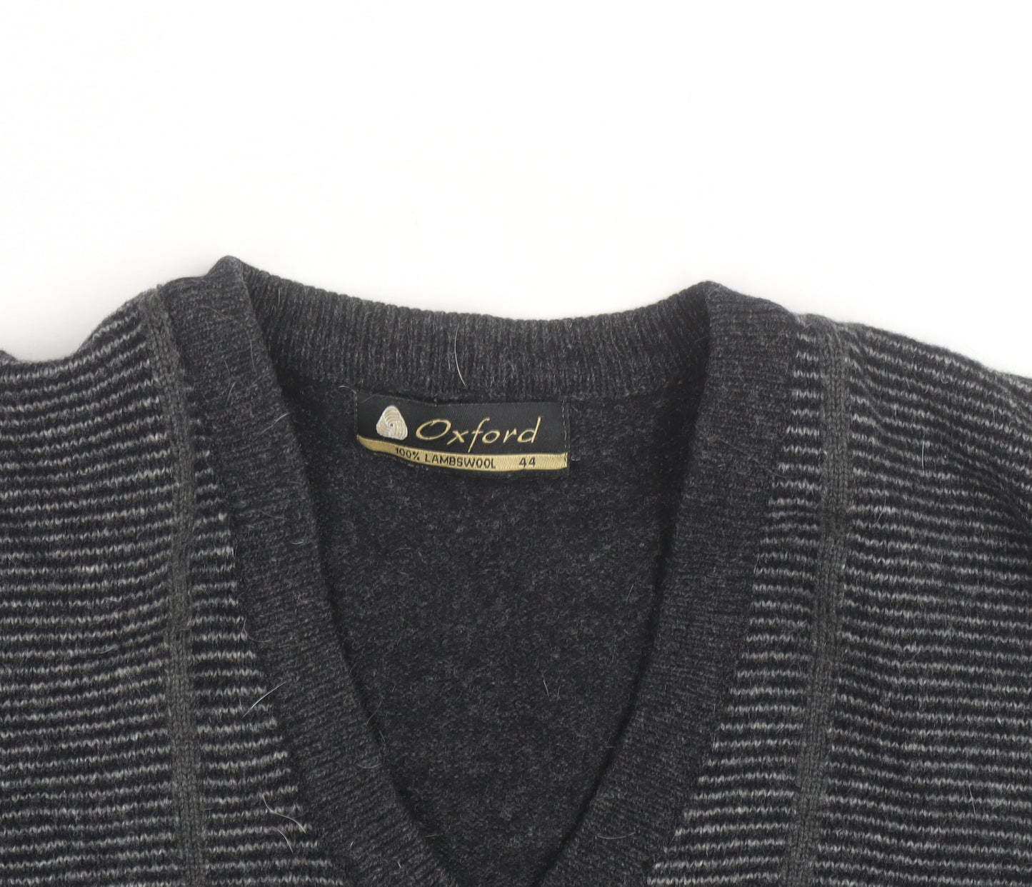 Oxford Mens Grey Lambswool V-Neck Pullover Jumper XL