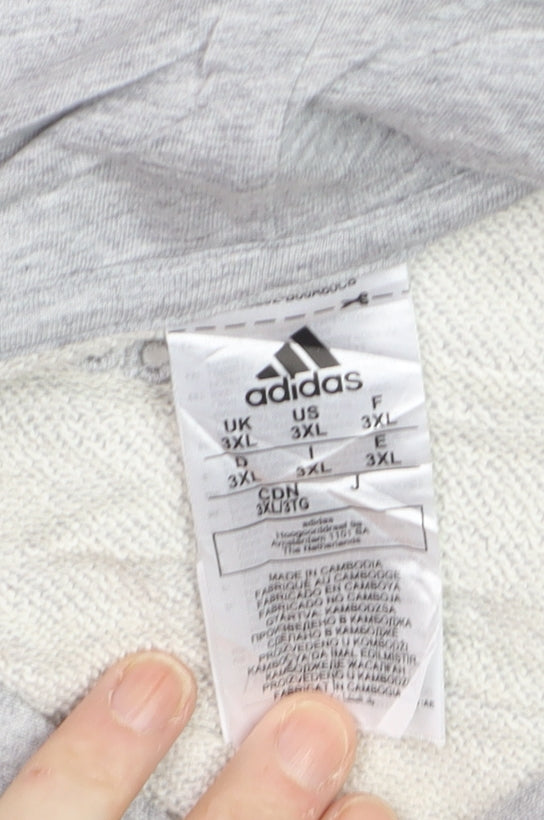 Adidas Men's Grey 3XL Pullover Hoodie with Logo Print