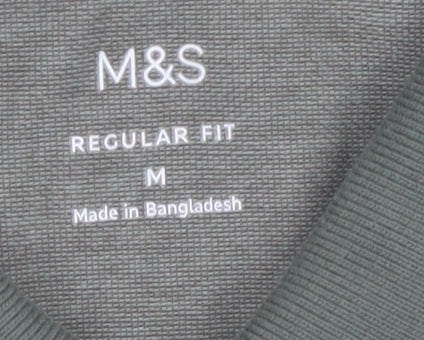 Marks and Spencer Men's Green Regular Fit Polo Shirt M