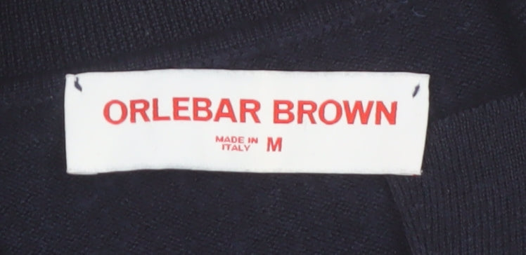 Orlebar Brown Men's Blue Merino Silk Polo Knit Jumper M