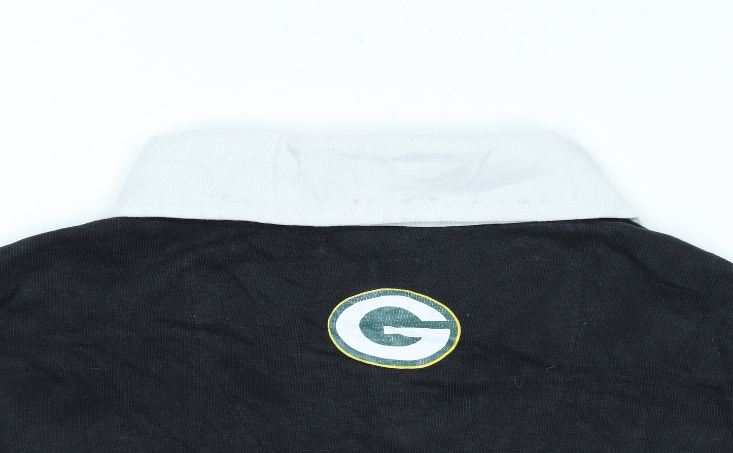NFL Team Apparel Men's Black Long Sleeve Polo L Green Bay Packers
