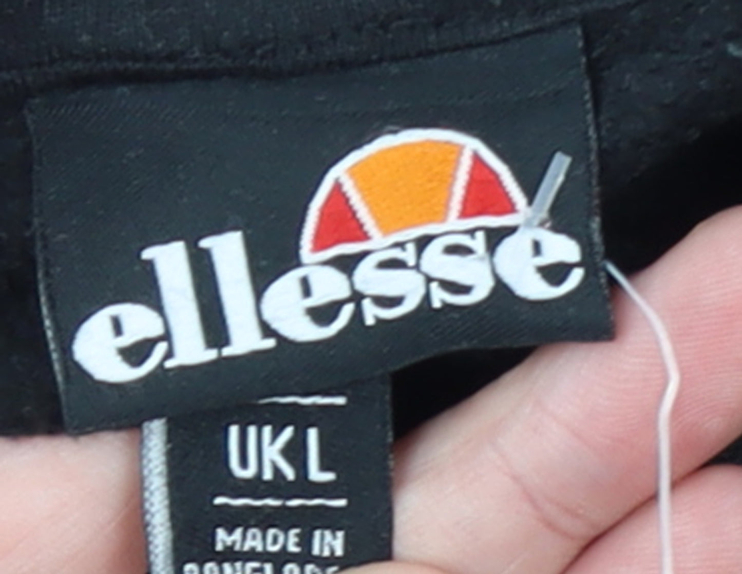 Ellesse Womens Black Pullover Hoodie L Logo Print Casual Wear