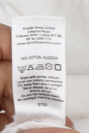 Dorothy Perkins Women's White Cargo Trousers Size 14 Cotton Summer Wear