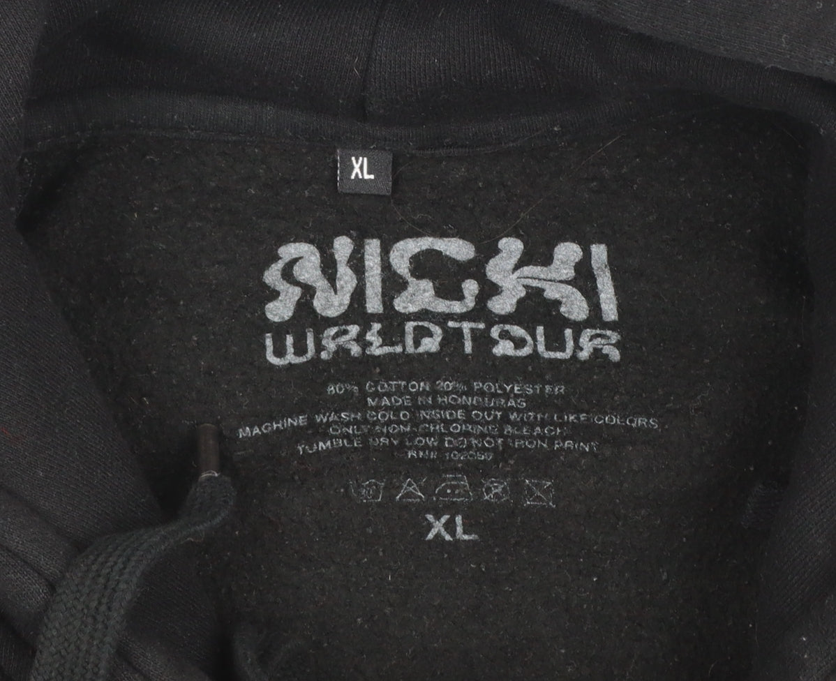 Nicki WRLD Tour Women's Black Pullover Cropped Hoodie XL Graphic Print