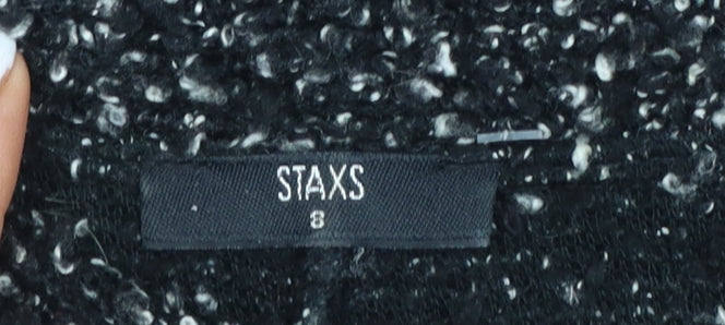 STAXS Womens Black Chunky-Knit High Neck Pullover Jumper Size 8