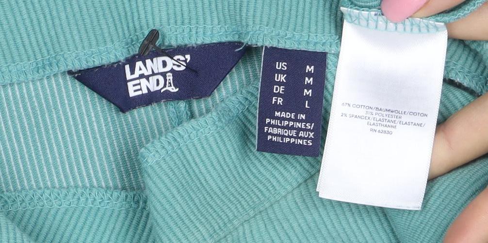 Lands' End Women Green M Pullover Long Sleeve Sweatshirt Cotton Blend