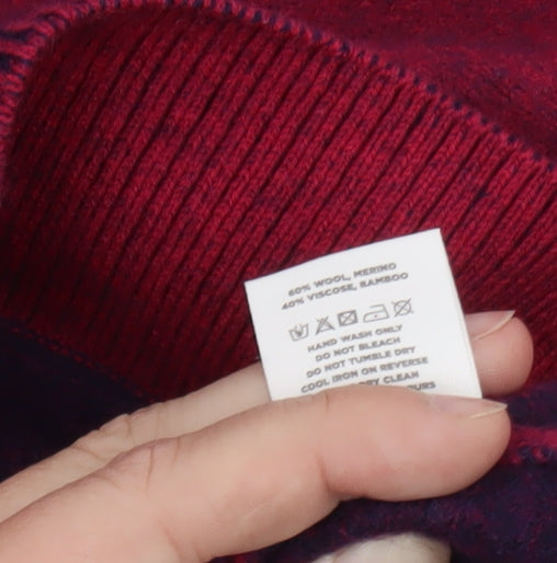 BAM Women's Red Wool Blend Hooded Pullover Jumper Size S