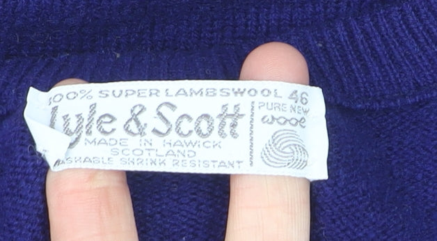Lyle & Scott Men's Blue Wool V-Neck Jumper XL Classic Fit