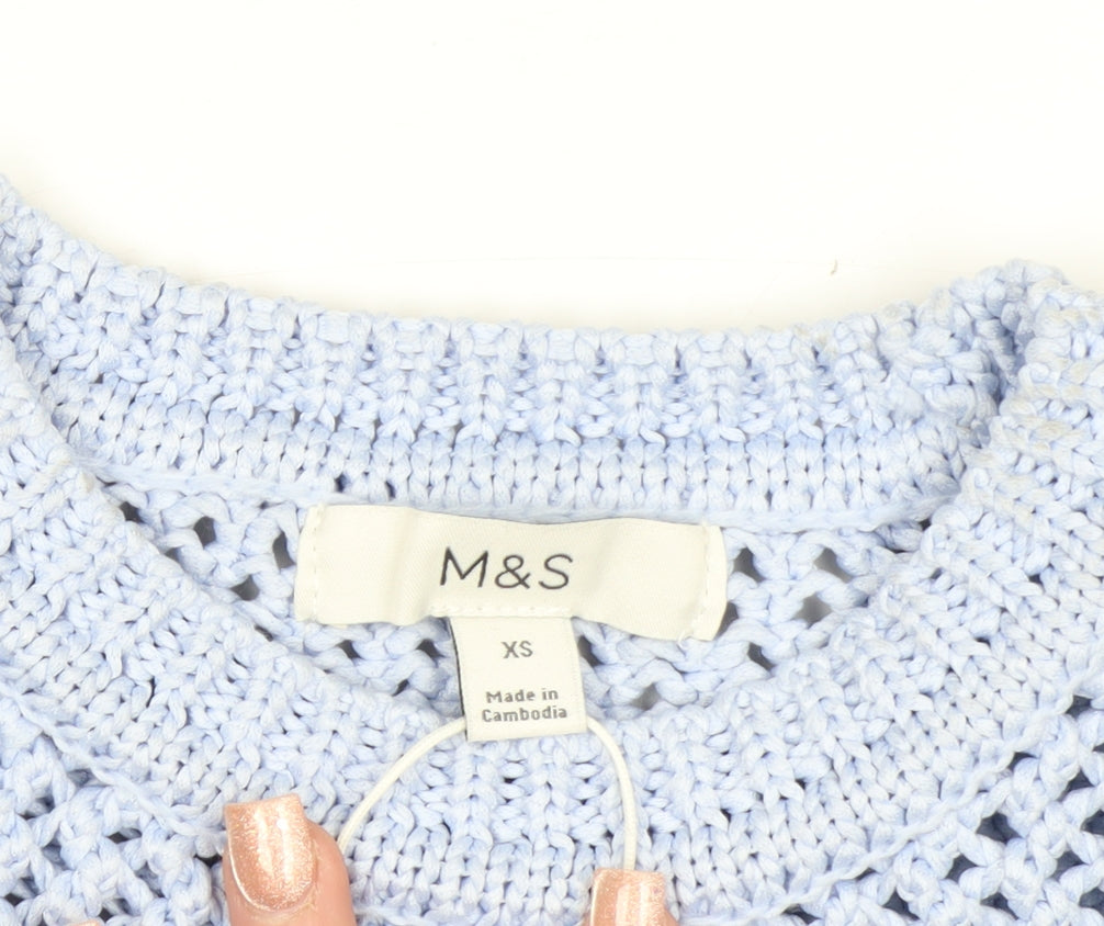 Marks and Spencer Women’s Blue Open-Knit Pullover Jumper XS