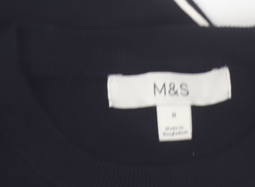 Marks and Spencer Women Black Size 8 Crew Neck Long Sleeve Pullover Jumper