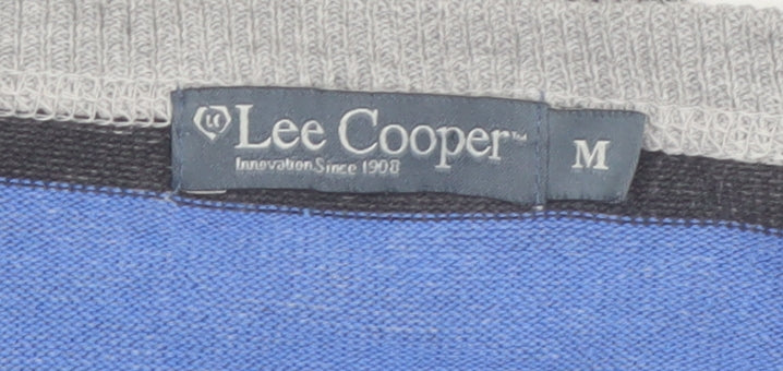 Lee Cooper Women's Grey Striped Crew Neck Cotton Jumper Size M