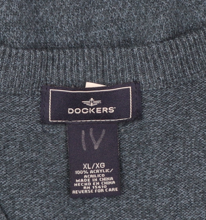 Dockers Men's Blue Argyle V-Neck Sleeveless Knit Vest XL