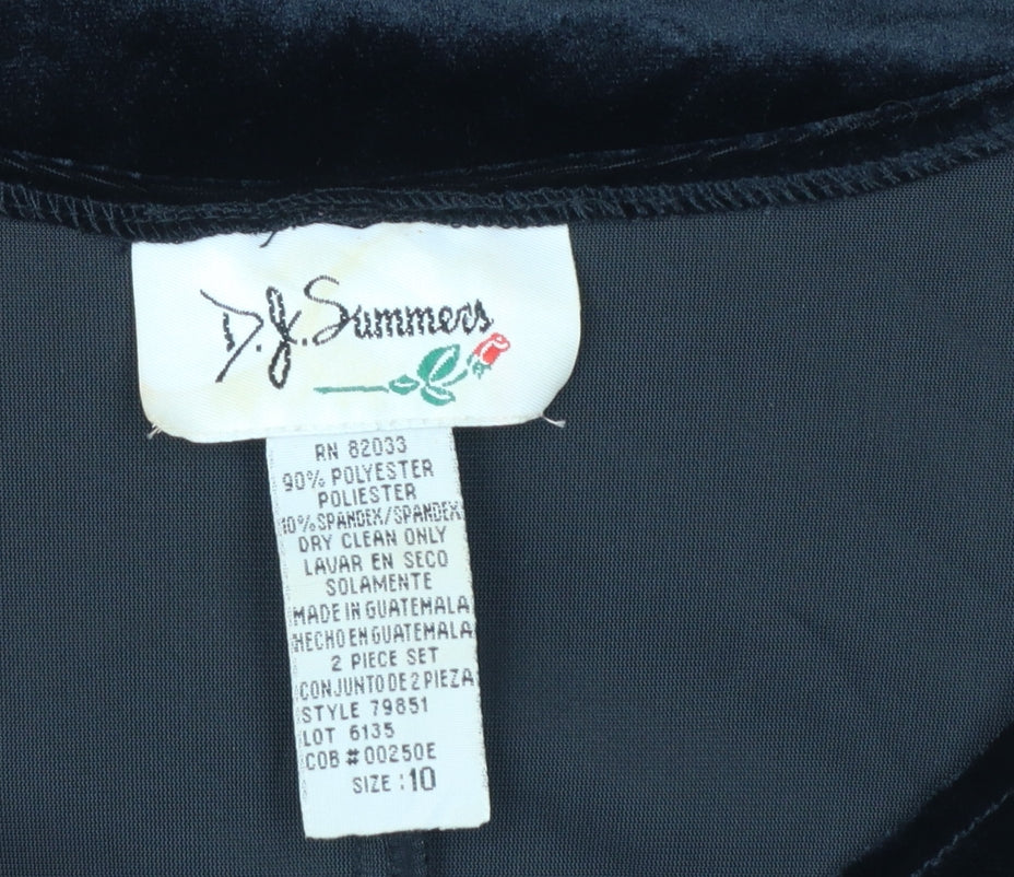 D.J. Summers Women’s Black Velvet Bodycon Sleeveless Dress Size 10
