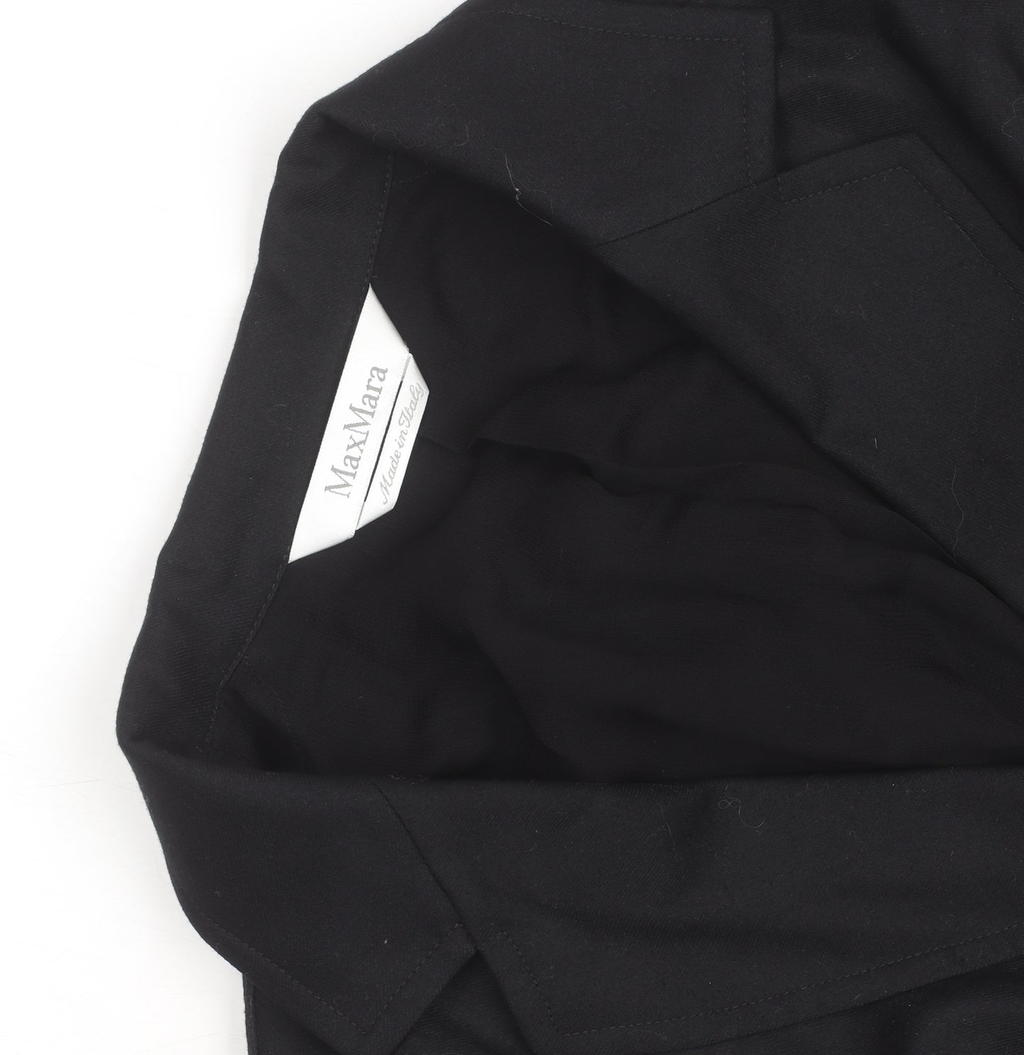 MaxMara Women’s Black Cotton Wrap Dress Size 14 Collared Belted Style