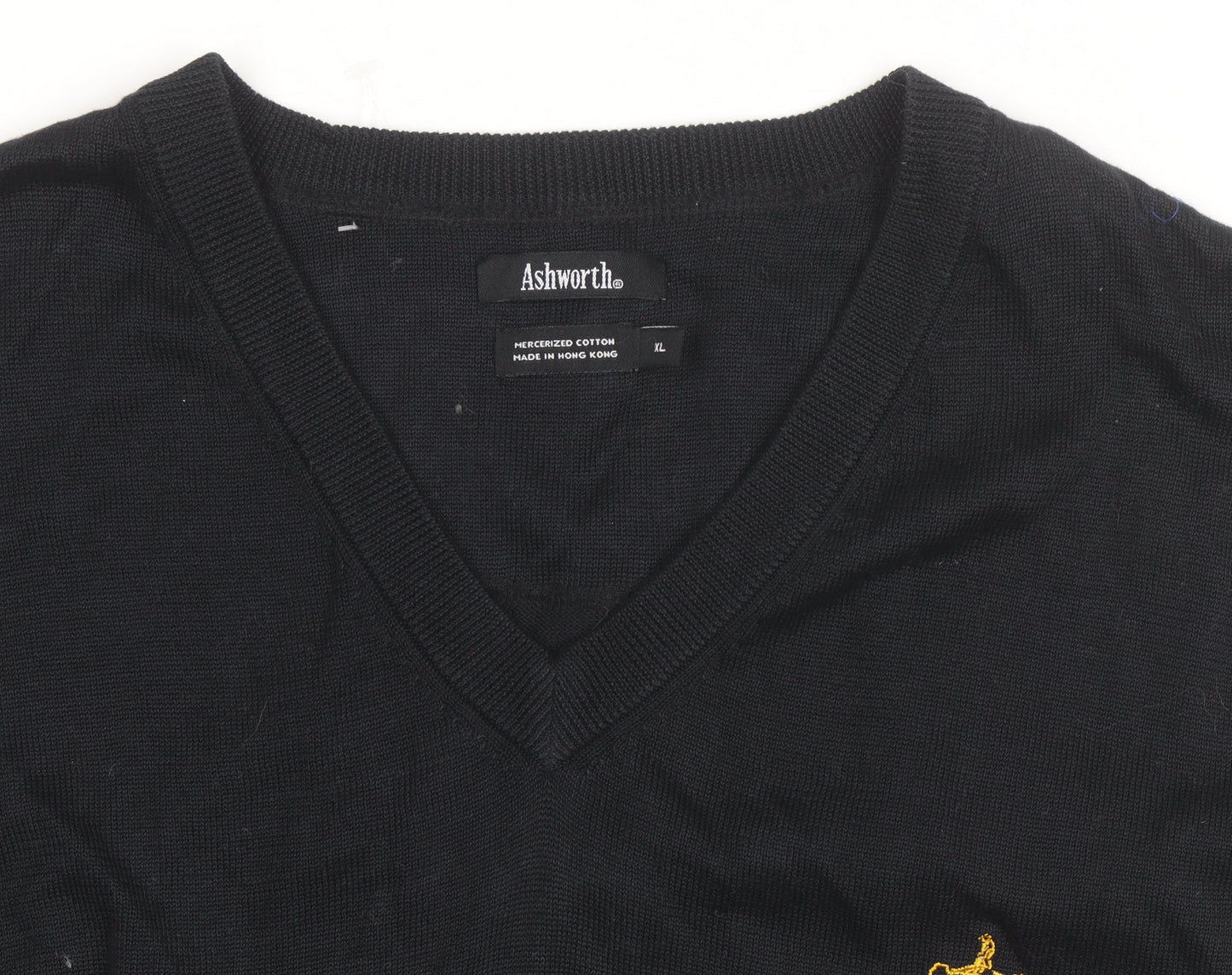 Ashworth Men's Black Cotton Golf V-Neck Sleeveless Vest XL