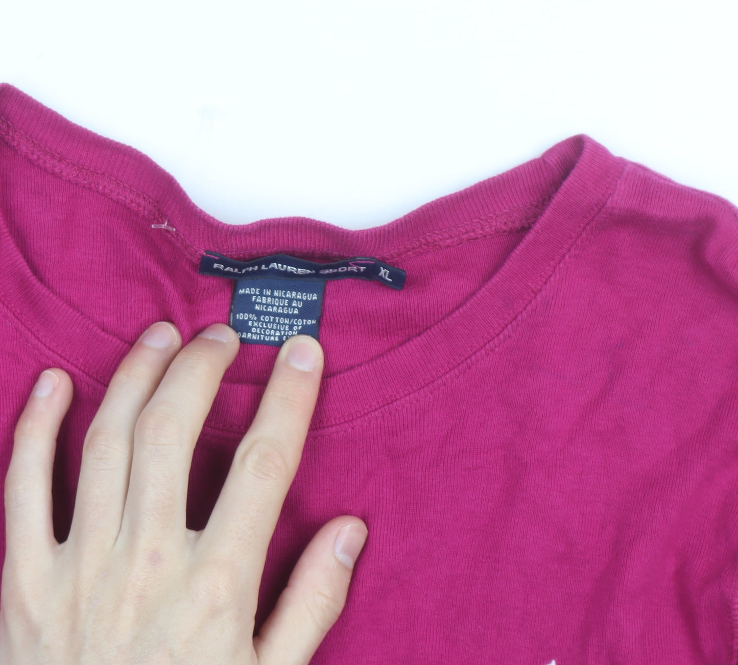 Ralph Lauren Men Pink Long Sleeve Cotton Crew Neck T-Shirt XL