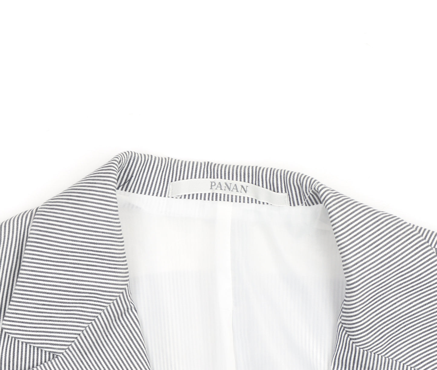 PANAN Women's Grey Striped Cotton Blend Single-Breasted Blazer Size 14