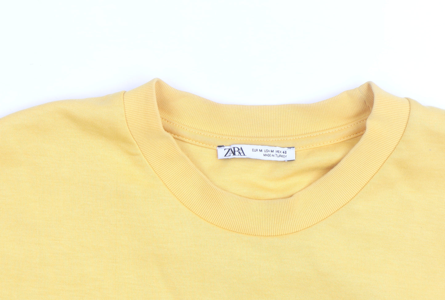 Zara Men's Yellow Cotton Crew Neck Pullover Sweatshirt M