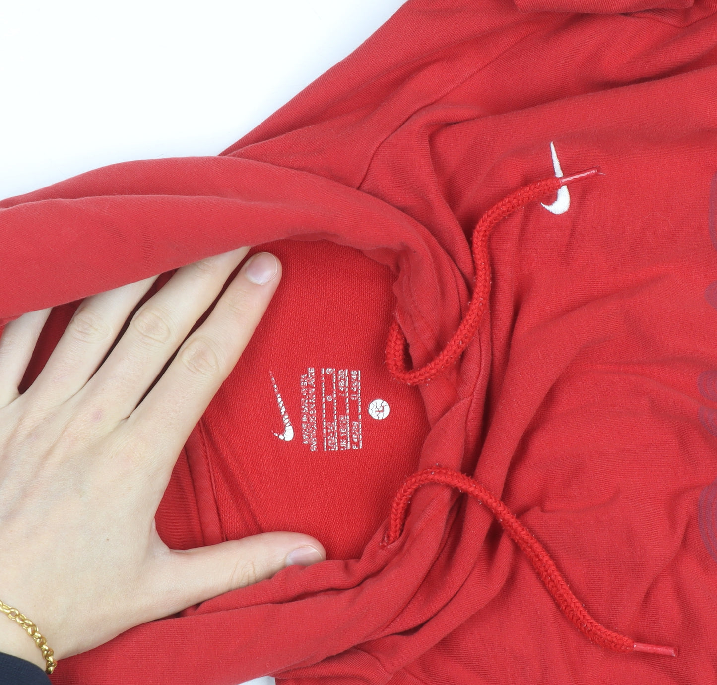 Nike Boys Red Pullover Hoodie Size M Logo Print Cotton Blend