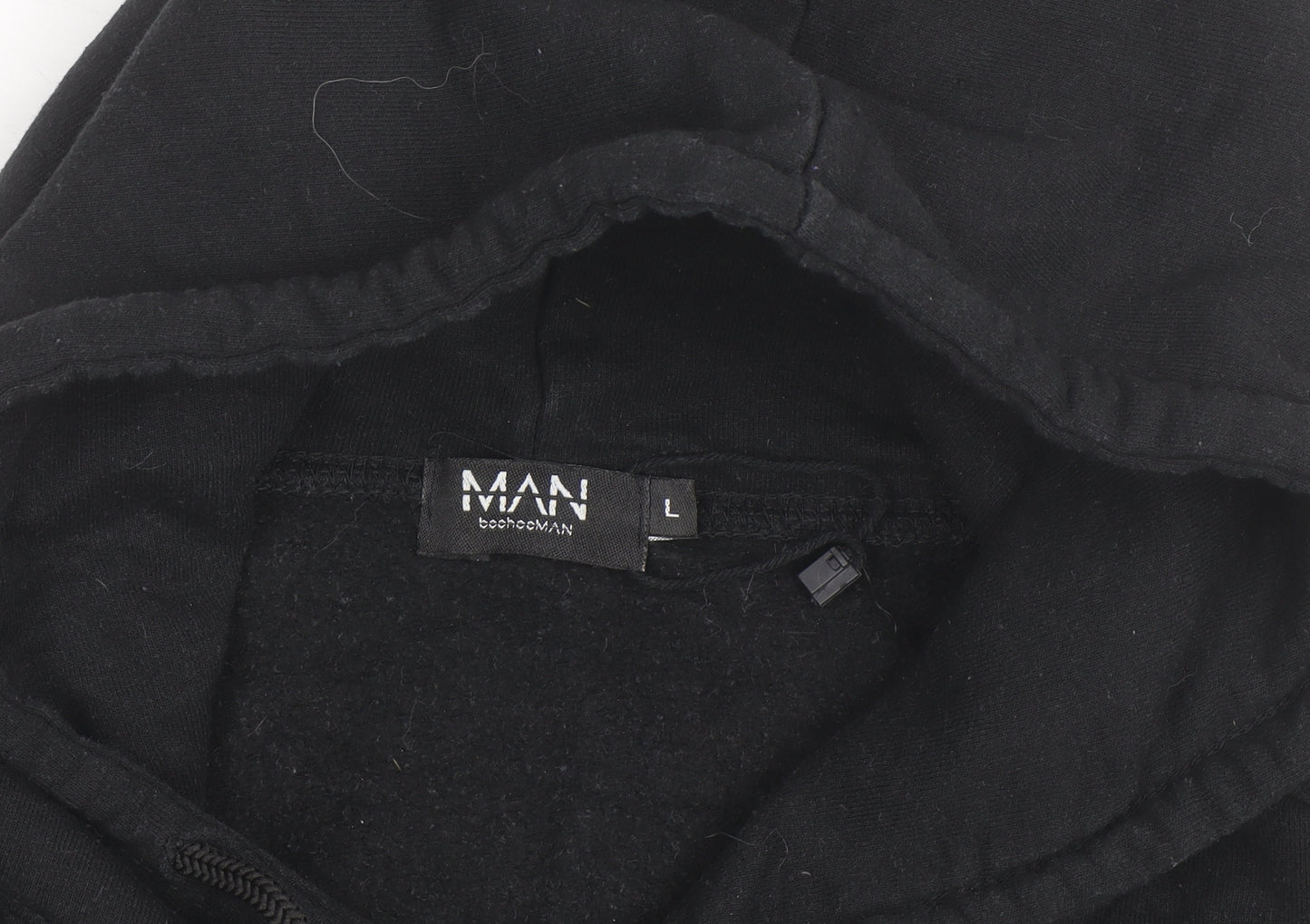 BoohooMAN Men's Black L Pullover Hoodie with Logo Design