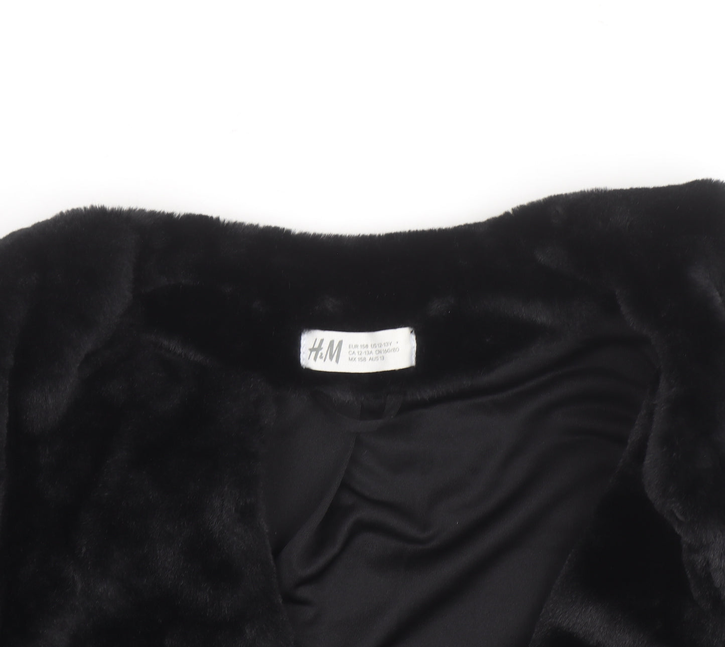 H&M Girls Black Faux Fur Lined Short Party Jacket 13-14 Years