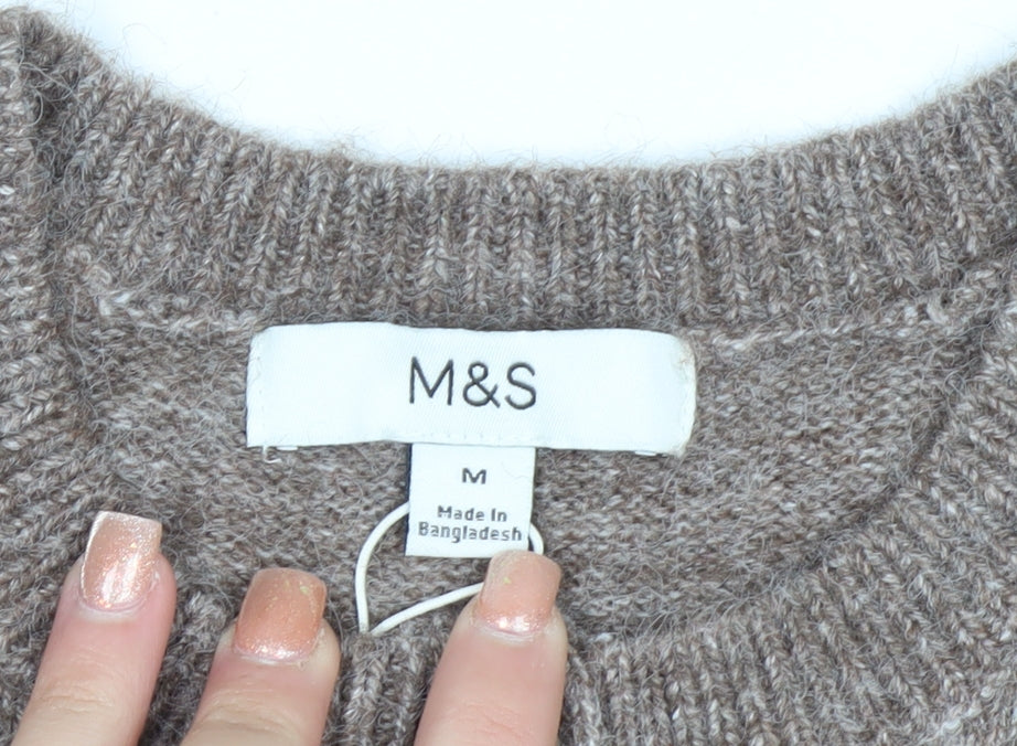 Marks and Spencer Women's Beige Crew Neck Button Cardigan M