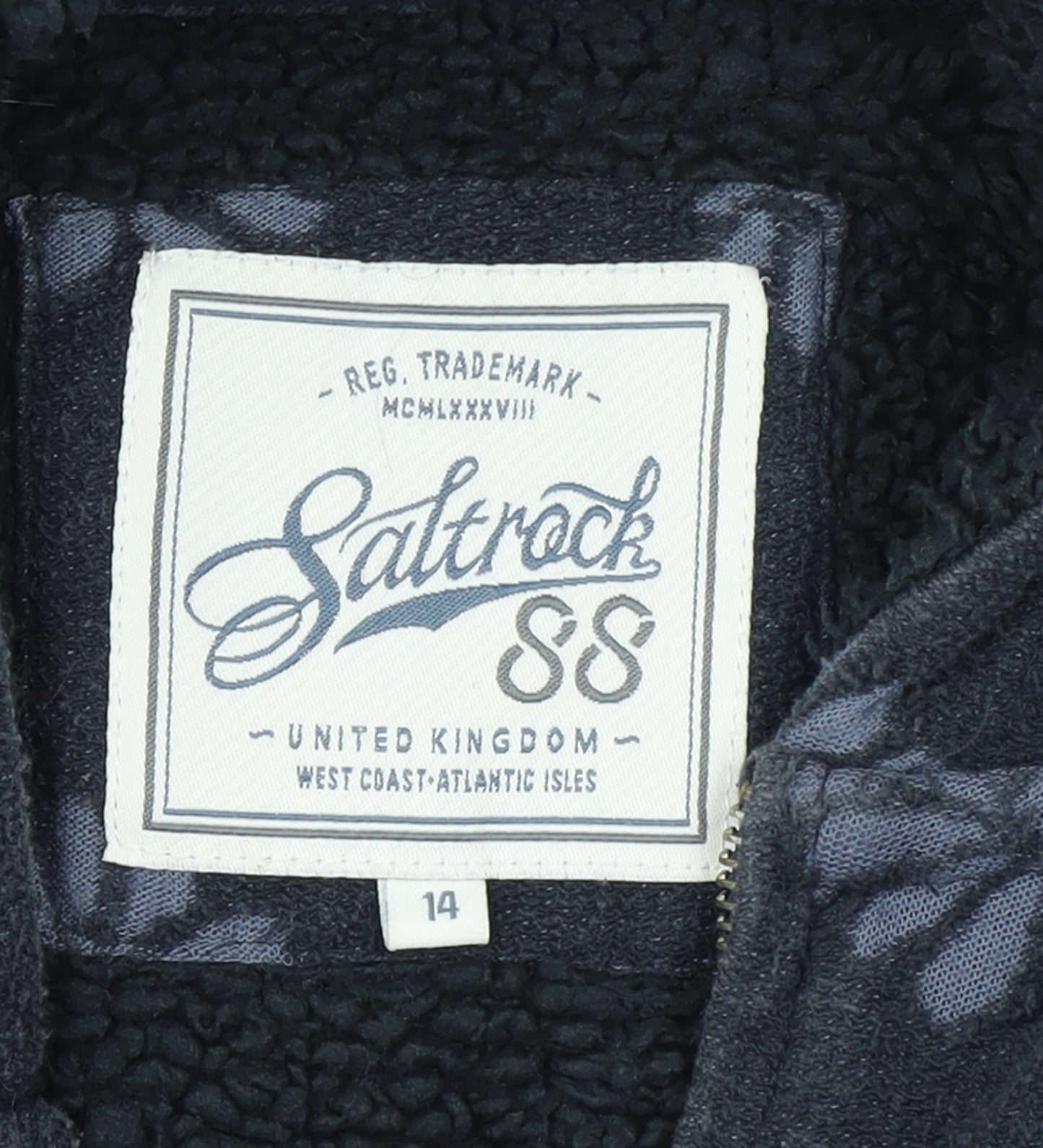 Saltrock Women’s Blue Floral Full Zip Hooded Sweatshirt Size 14