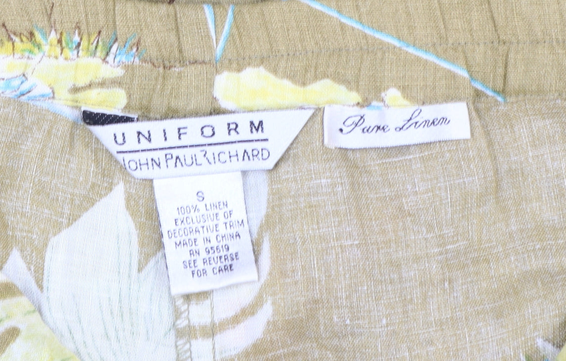 John Paul Richard Women’s Brown Floral Linen Cropped Trousers Size S