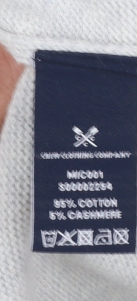 Crew Clothing Company Men’s Grey V-Neck Cotton Cashmere Jumper L