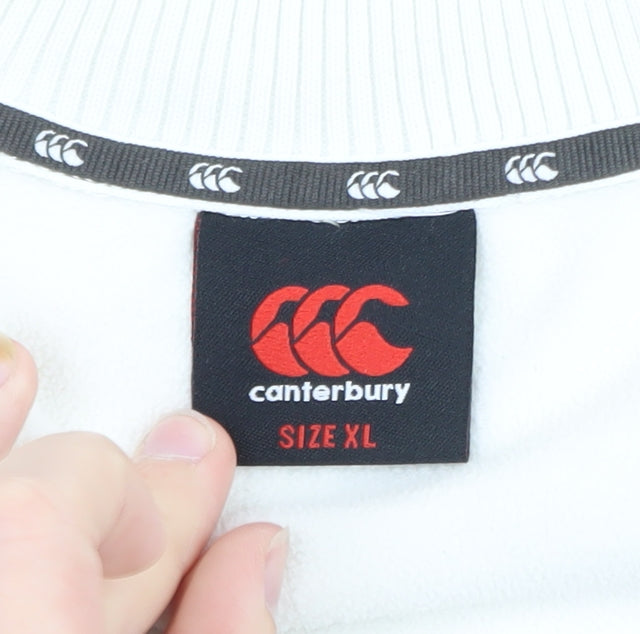 Canterbury Men's White XL V-Neck Pullover Sweatshirt Rugby Sportswear