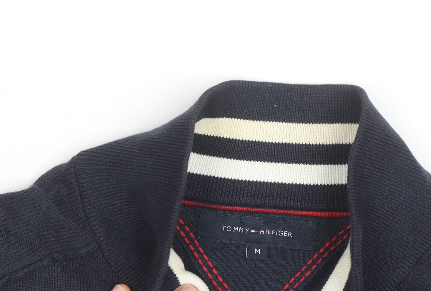 Tommy Hilfiger Men’s Blue Henley Cotton Jumper M Classic Style