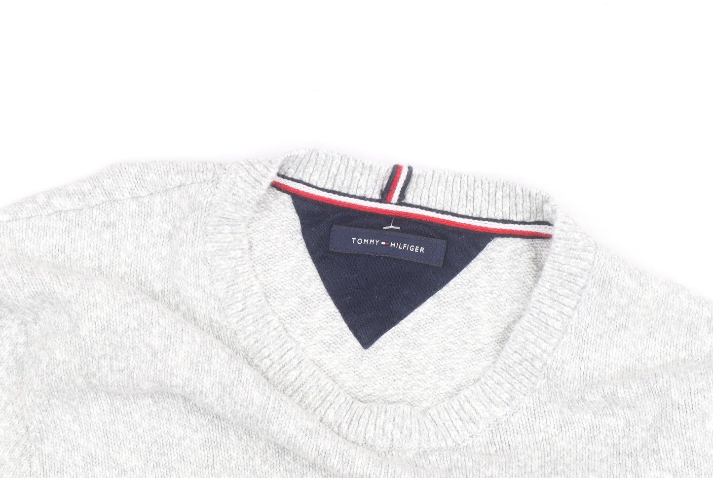 Tommy Hilfiger Men's Grey Cotton Wool Pullover Jumper Size L