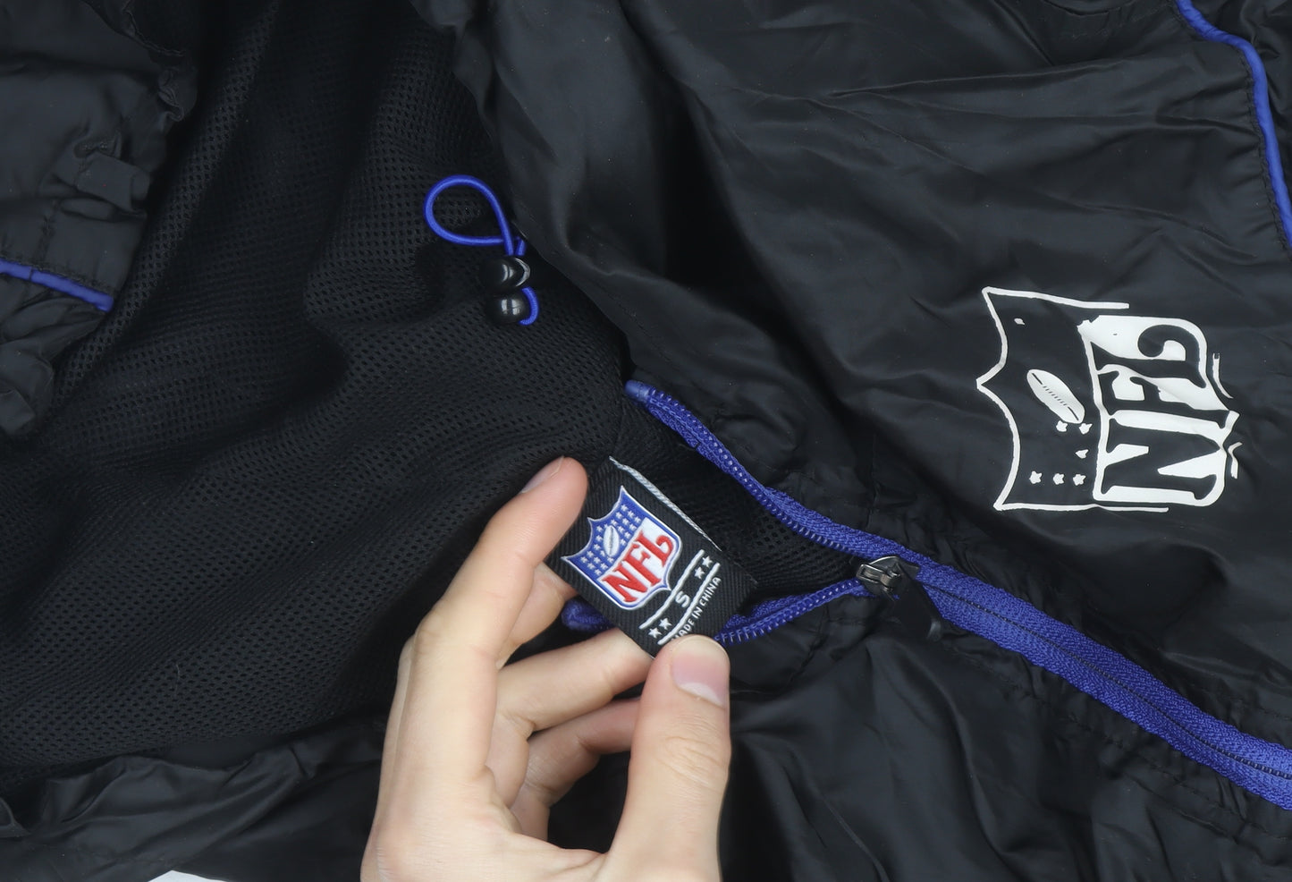 NFL Men’s Black Windbreaker Jacket Hooded Full Zip Size S