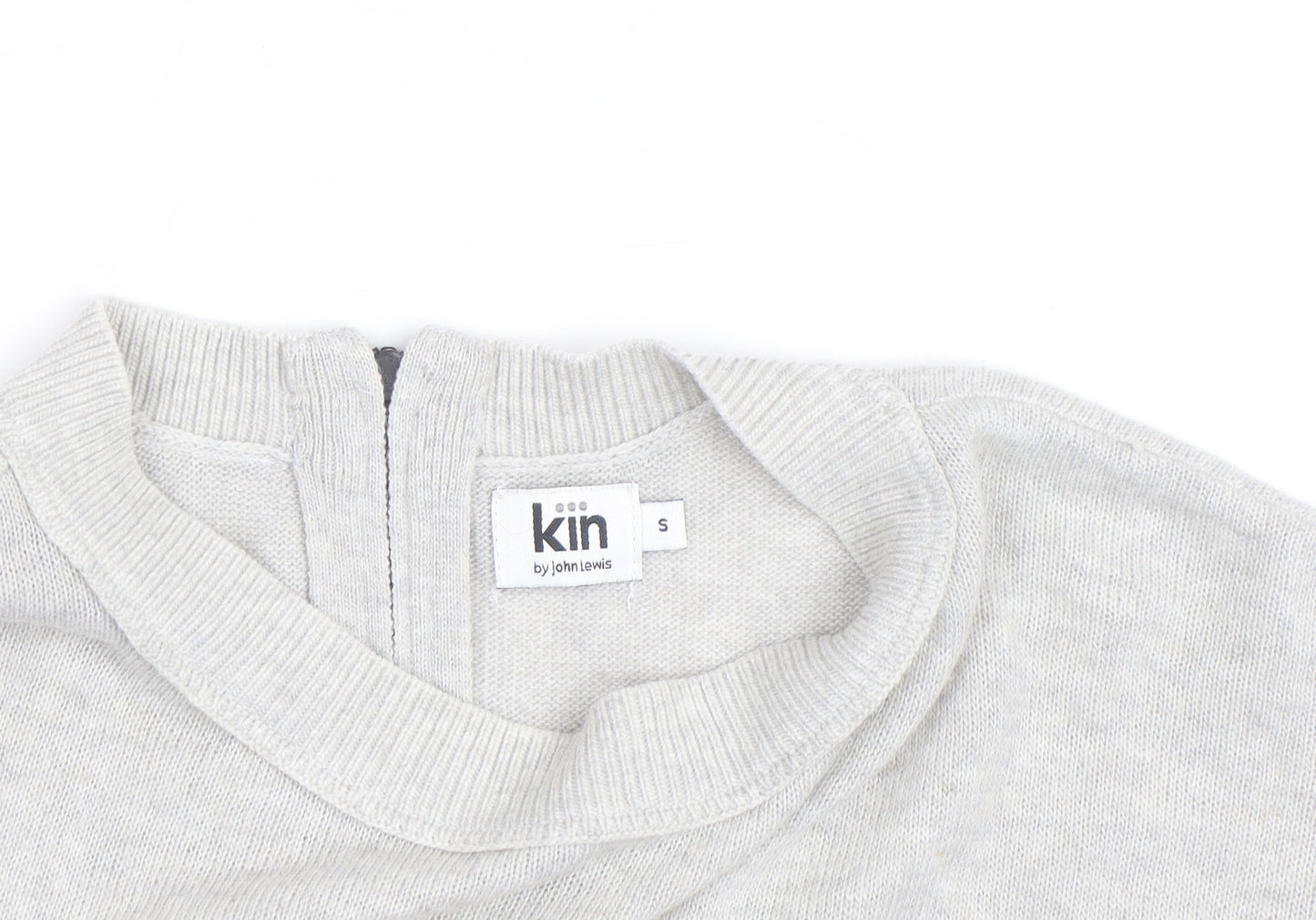 Kin by John Lewis Women’s Grey Mock Neck Zip Back Wool Cotton Jumper S