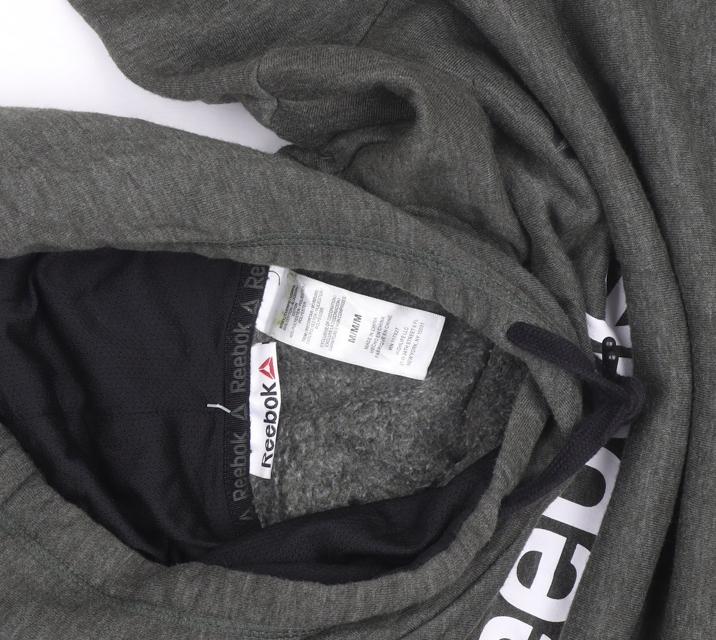 Reebok Mens Green Pullover Hoodie Medium Logo Fleece Sweatshirt