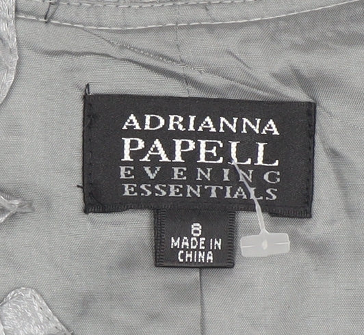 Adrianna Papell Women’s Grey Ruffled Blazer Size 8 Evening Essentials
