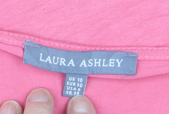 Laura Ashley Women's Pink Floral Embellished T-Shirt UK 10