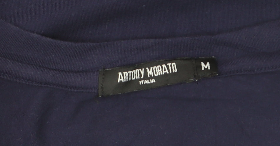 Antony Morato Men's Blue Slim Fit V-Neck Cotton T-Shirt M