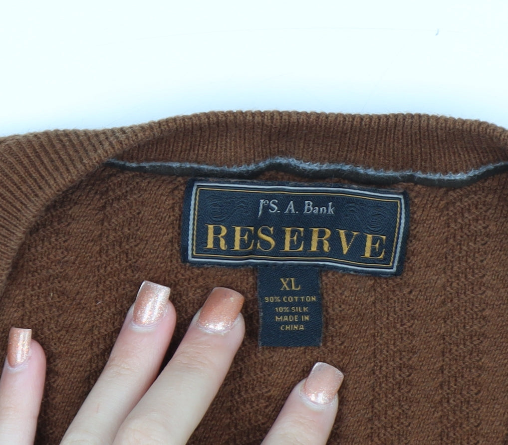 Jos. A. Bank Reserve Men’s Brown XL V-Neck Cotton Silk Jumper