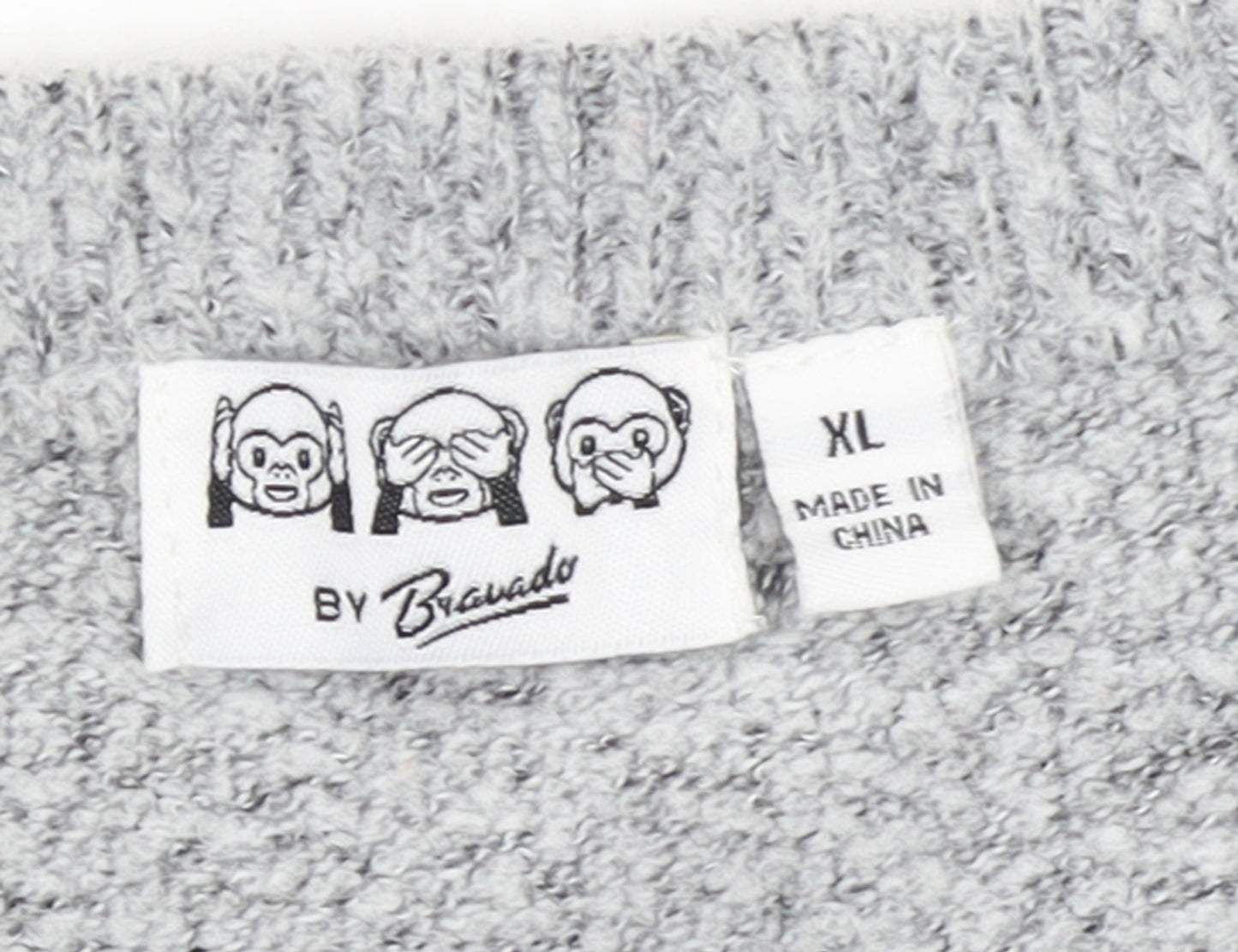 Bravado Womens Grey XL Pullover Jumper With Christmas Monkeys