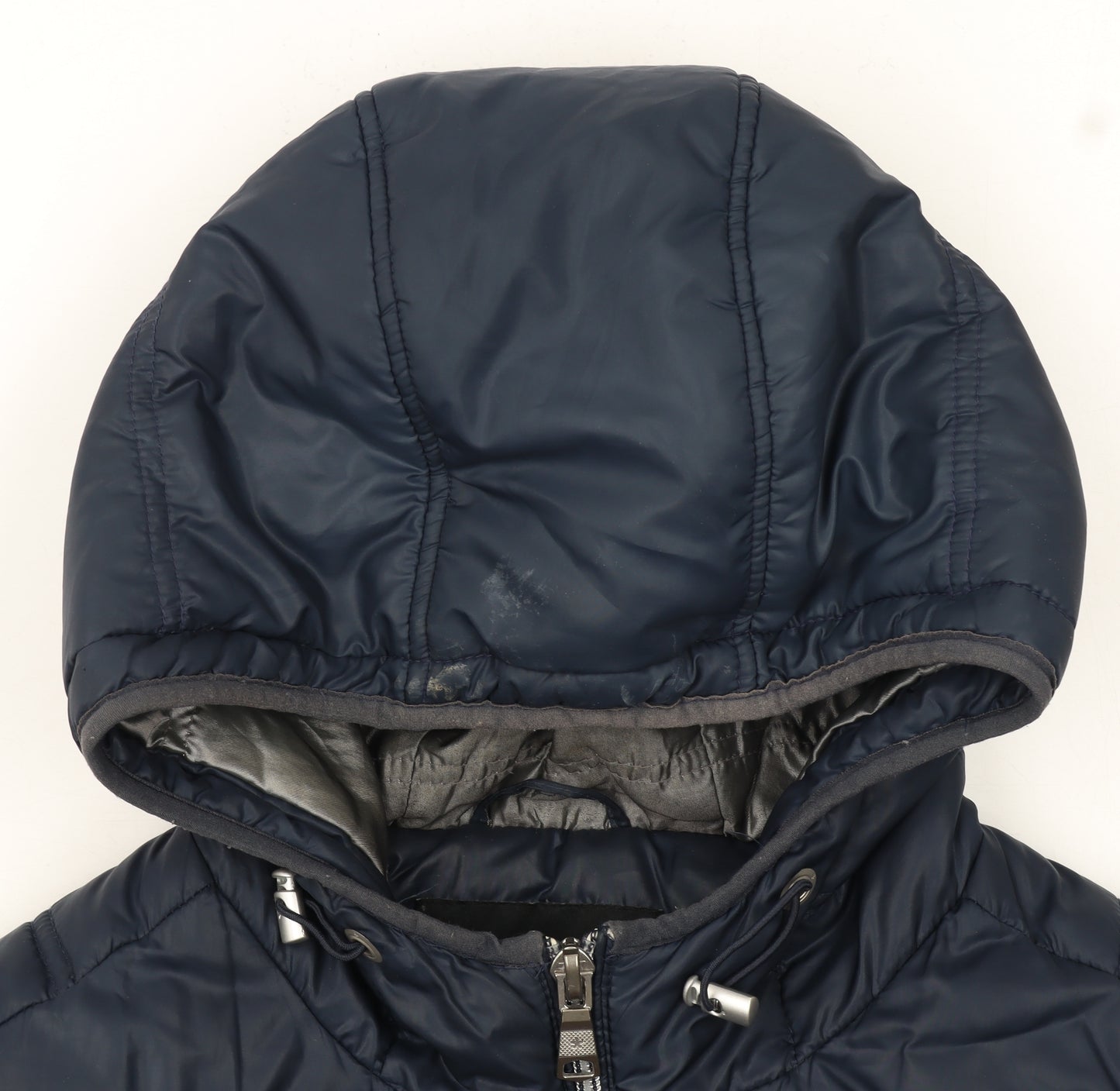 Celio Men's Blue Hooded Puffer Jacket Size M Full Zip Winter Coat