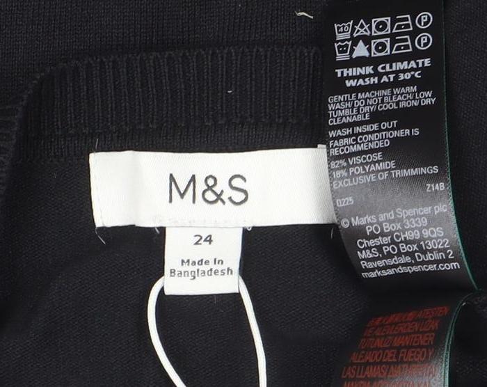 Marks and Spencer Women's Black Size 24 Crew Neck Cardigan