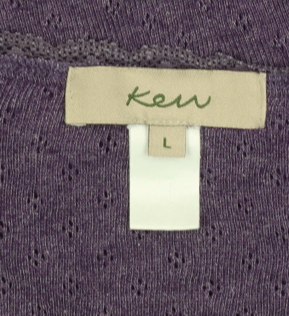 Kew Women Purple Cardigan L Long Sleeve V-Neck Knit
